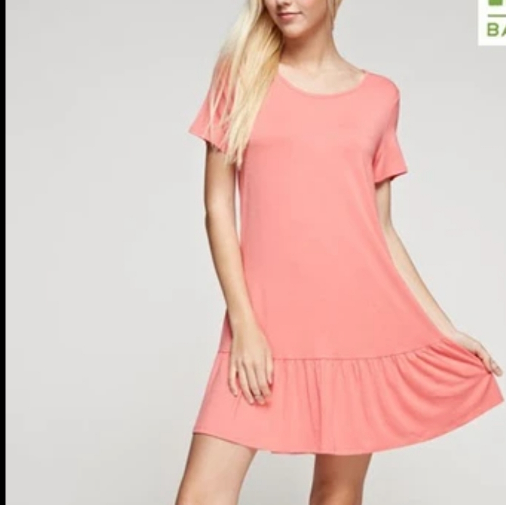B- sharp pink ruffle hem Bamboo dress